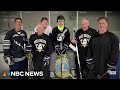 Heartwarming friendship forms on the ice between young man and Minnesota seniors hockey group