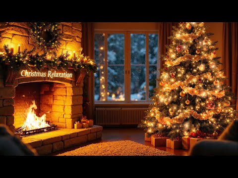 Christmas Music Ambience 🎄 Instrumental Christmas Music & Crackling Fireplace 🎁Calm, Relax, Study