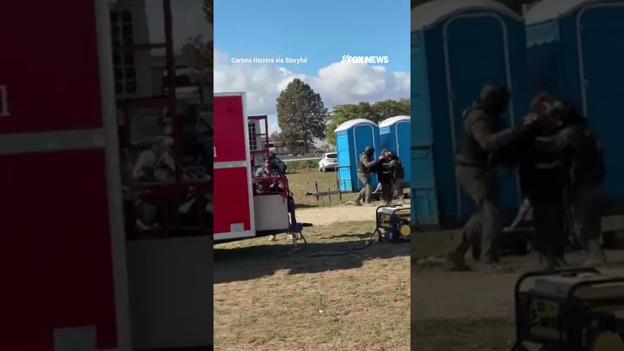 WATCH: Federal agents drag suspect out of porta potty #foxnews #news #shorts #viral