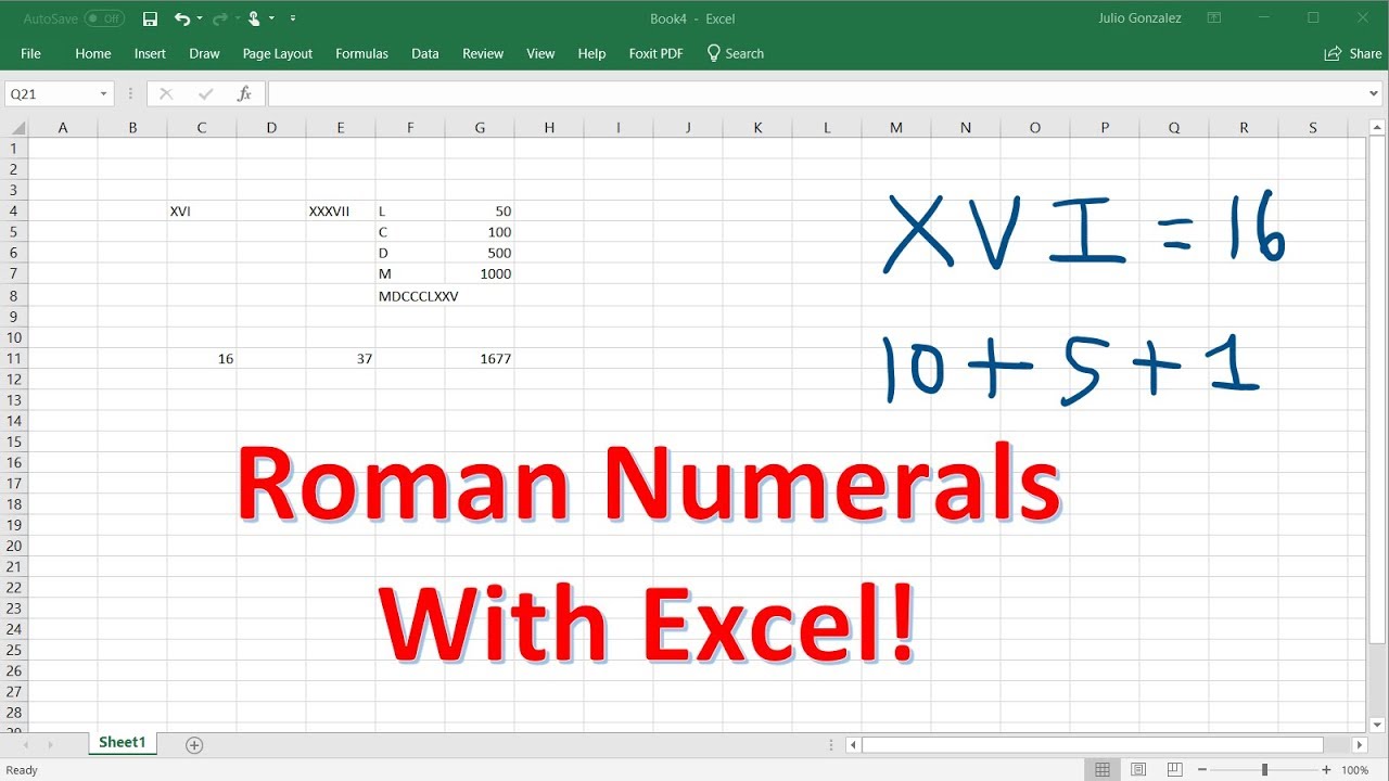 Roman Numerals Using Excel