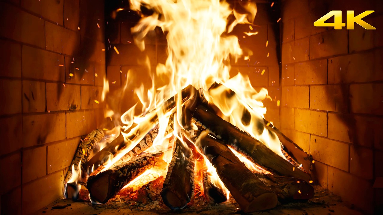 🔥 Burning Fireplace (NO MUSIC) with Calm Crackling Fire and Cozy Room Ambience for Peace of Mind