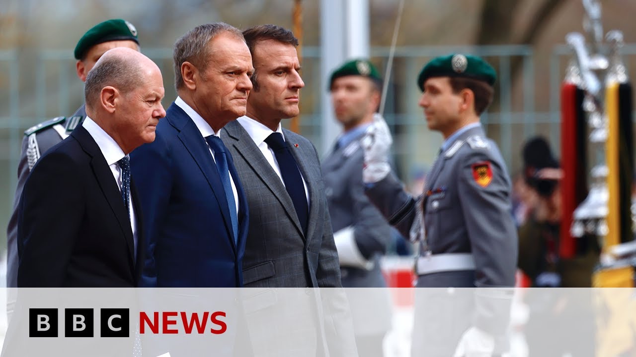 Germany France and Poland meet in Berlin over Ukraine | BBC News