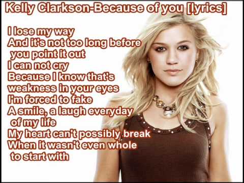 Kelly Clarkson-Because of you lyrics - YouTube