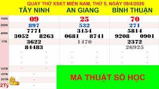 Quay thử xổ số MIỀN NAM ngày   09/4/2026 (TN-AG-BT)