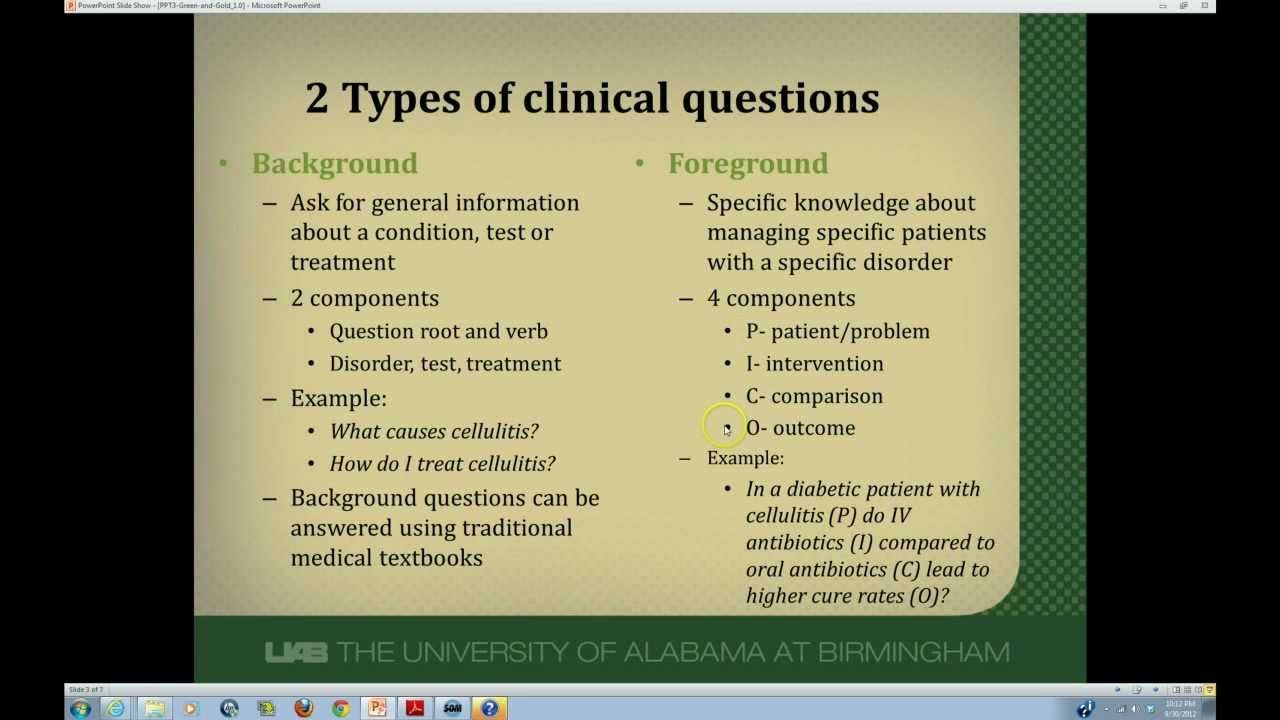 Developing Answerable Clinical Questions - YouTube