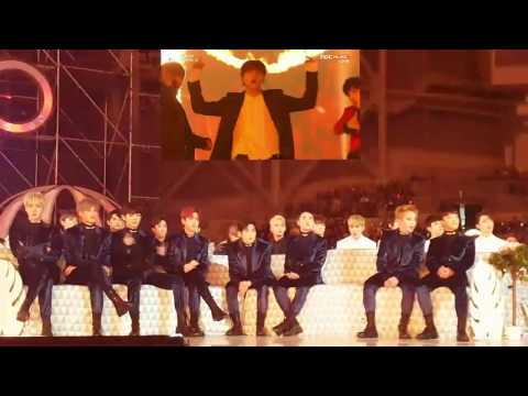 161119 EXO(엑소) reaction to BTS(방탄소년단) - Blood Sweat & Tears + FIRE @MMA