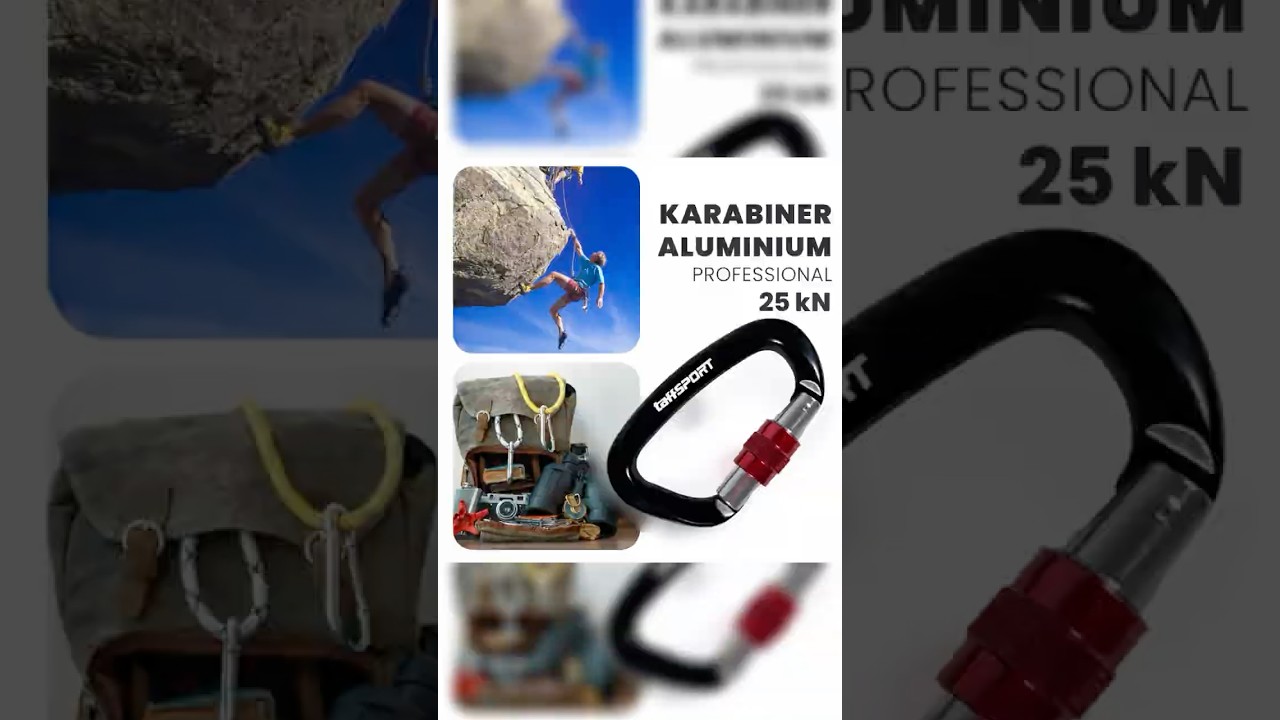 TaffSPORT Carabiner Aluminium Professional Heavy-Duty Locking 25kN - CE21 Pratinjau video produk TaffSPORT Carabiner Aluminium Professional Heavy-Duty Locking 25kN - CE21