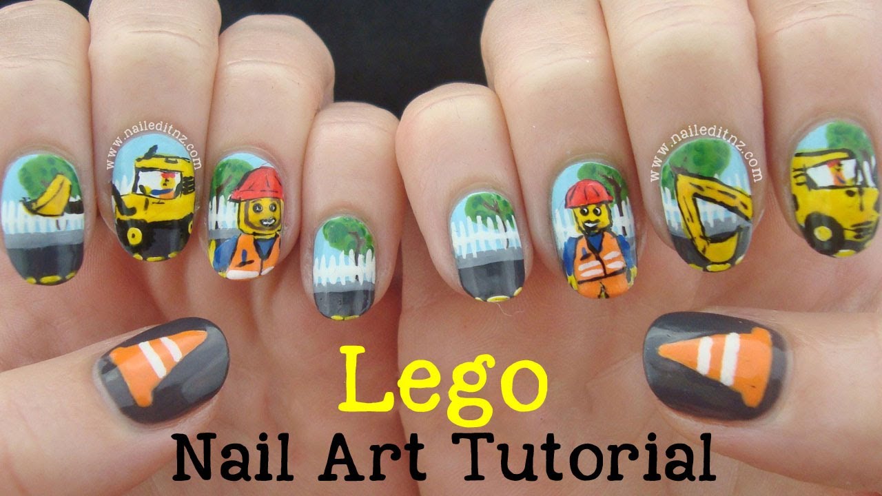 Lego Nail Art Tutorial Roadworks! YouTube