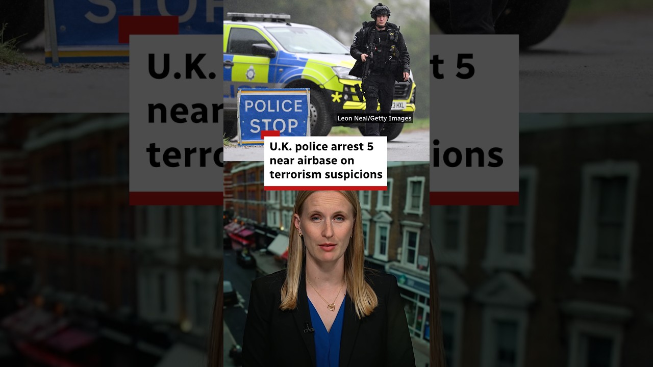 U.K. police arrest 5 near airbase on terrorism suspicions