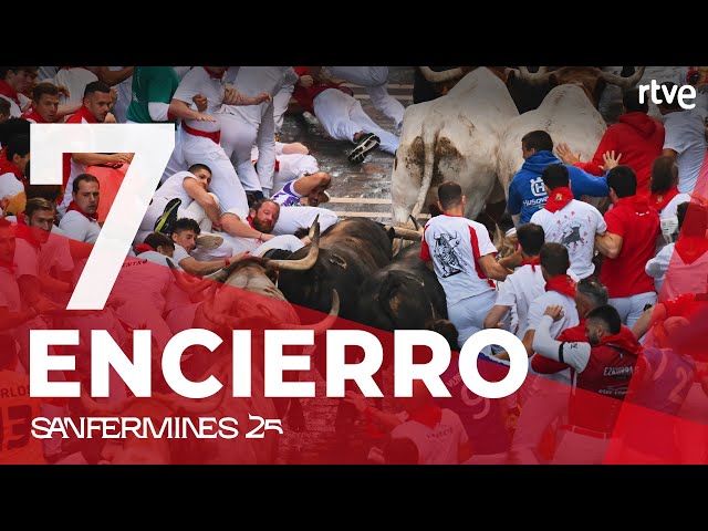 SÉPTIMO ENCIERRO de San Fermín 2025 | Toros de La Palmosilla