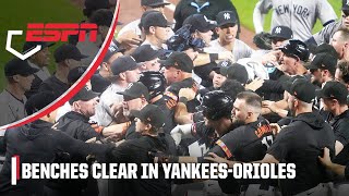 BENCHES CLEAR in Yankees vs. Orioles after pitch to the head | ESPN MLB