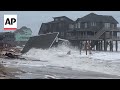Houses along North Carolinas Outer Banks collapse as hurricanes rage in Atlantic