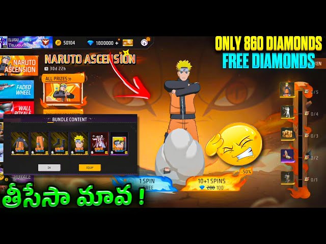 💥Finally Naruto Claimed🍥 | New Naruto Ascension 🦊Event Free Fire | Naruto Bundle Spin 💎| Telugu