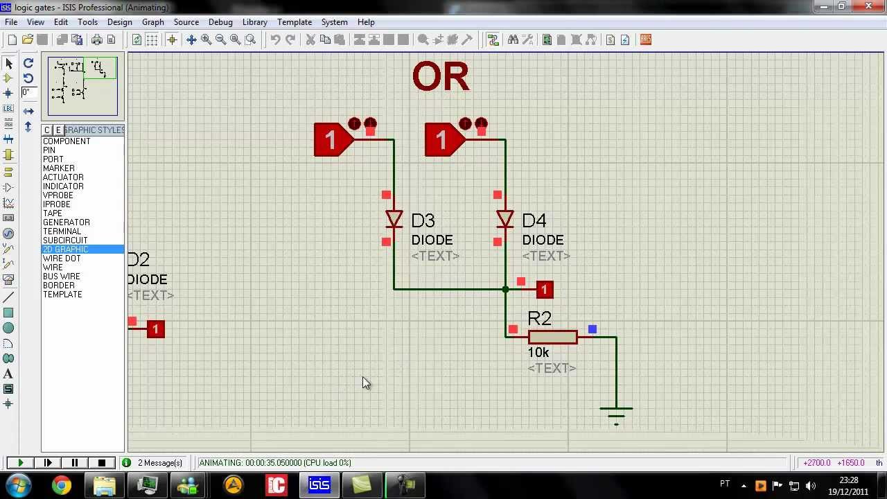 portas logicas com transistores e diodos -Proteus (Logic gates with ...