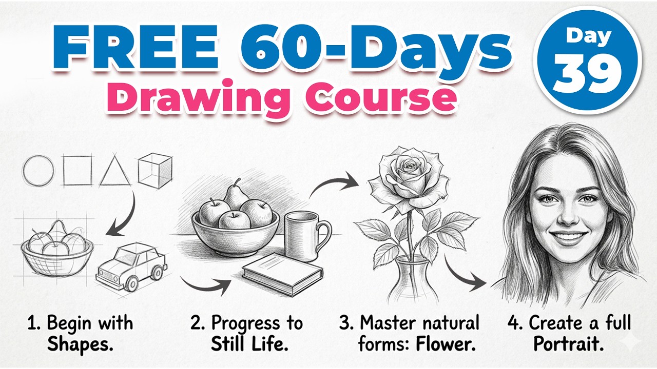 FREE 60-Day Drawing Course 🎨 - Day 39 | Metallic Chain Drawing for Beginners