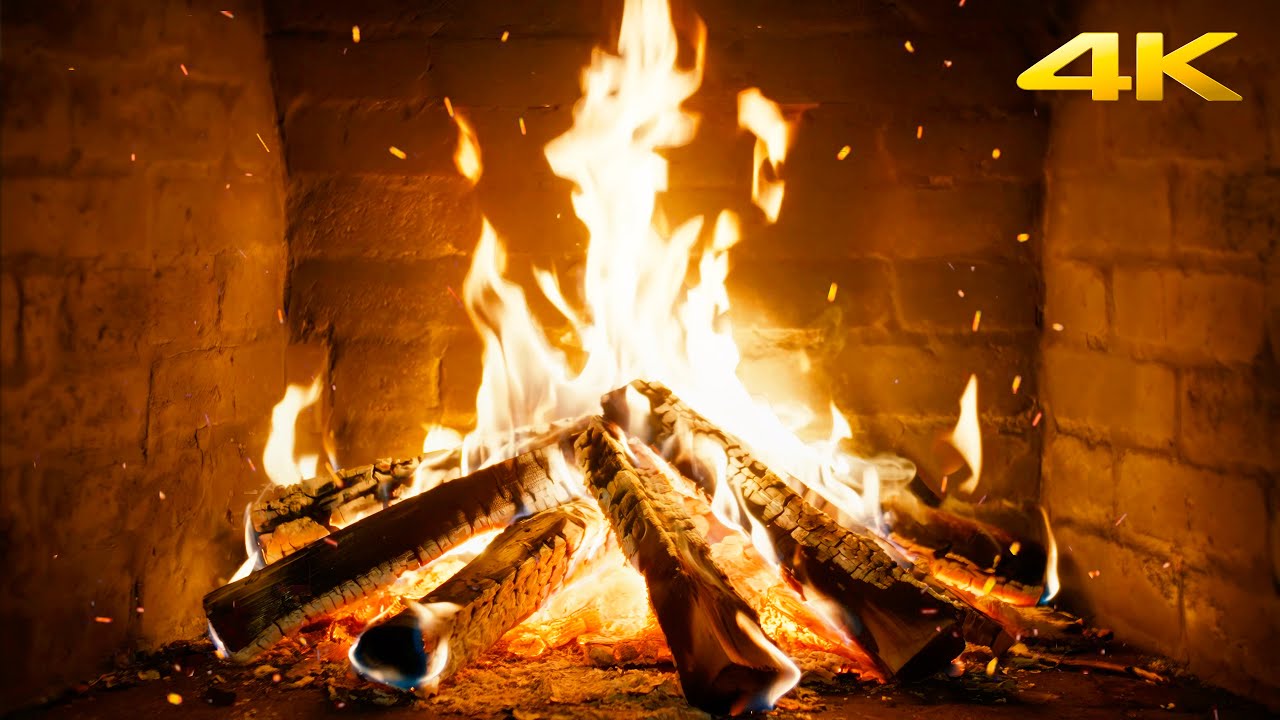 🔥 Slow-Burning Fireplace (12 Hours) with Tranquil Fire Glow & Rustling Flames for Emotional Rest