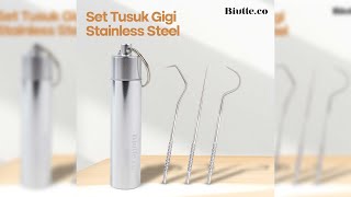 Pratinjau video produk Biutte.co Tusuk Gigi Stainless Steel Toothpick Set Flossing Tool - TP0554