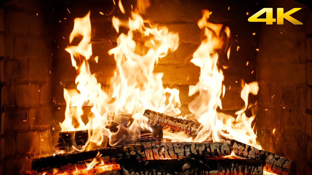 🔥 Fireplace Magic (12 HOURS) with TRANQUIL FIRE SOUNDS AND EVENING WARMTH for Holiday Evenings