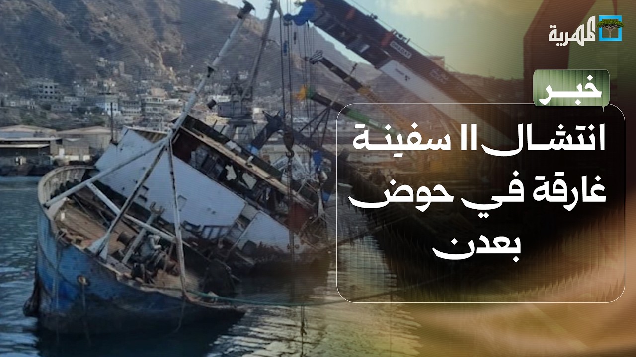 انتشال 11 سفينة غارقة في حوض ميناء الاصطياد السمكي بعدن