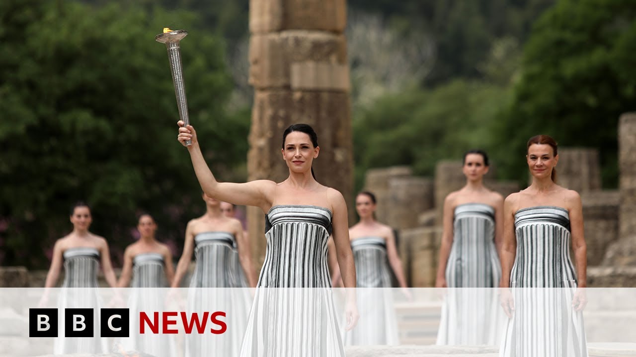 Olympic flame lit in Greece's ancient Olympia | BBC News