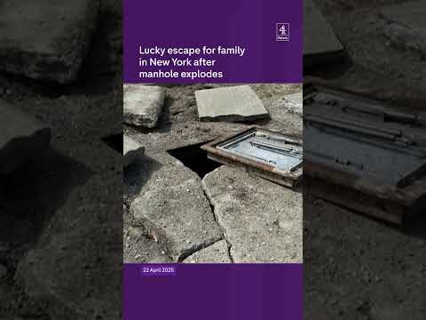 Lucky escape for family in New York after manhole explodes