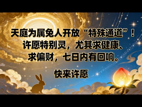 天庭為屬兔人開放‘特殊通道’！許願特別靈，尤其求健康、求偏財，七日內有回響。快來許願