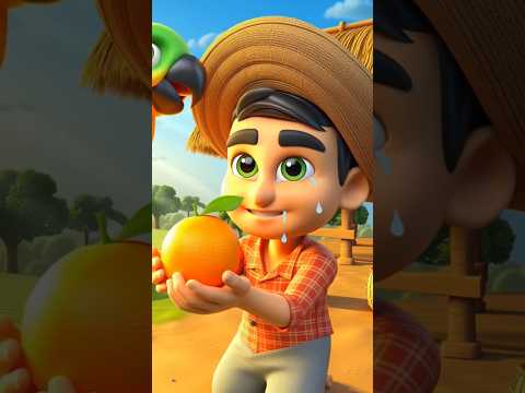 The Parrot and the Farmer ,Funny 3D Cartoon Story | Pizza and Orange Magic 🍕🍊 #viral #parrot #shorts