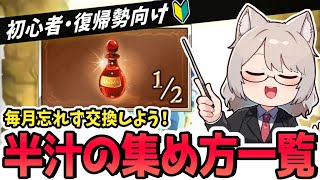 【グラブル】月末は要チェック！毎月の半汁(エリクシールハーフ)のわかりやすい集め方一覧【グランブルーファンタジー/雛乃あき】