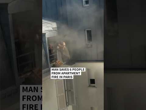 Man saves six people from apartment fire in Paris | AFP #shorts