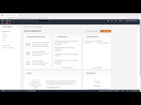 Amazon Braket Service Dashboard Walkthrough | Amazon Web Services