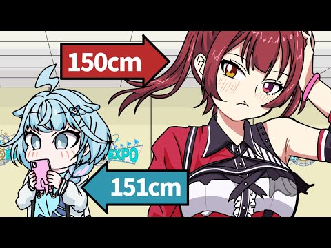【手描き】マリンより背高いのに小さく見える枢ちゃん【宝鐘マリン/水宮枢/火威青/ホロライブ/切り抜き】【切り抜き漫画】