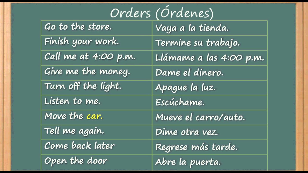 Como Aprender Inglés Como Ordenar O Dar Instrucciones En Inglés Youtube 8338