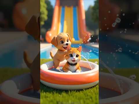 Rich Cat Destroyed Puppy’s Pool, But Watch What Happens Next! #shorts #ytshorts#ai#dog #cat
