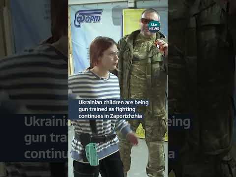 Ukrainian children are being gun trained as fighting continues in Zaporizhzhia#ukraine #itvnews