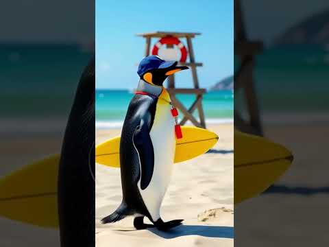 Life guard #penguin #cute #animation #music #food #cat #surf #sun #beach #viral