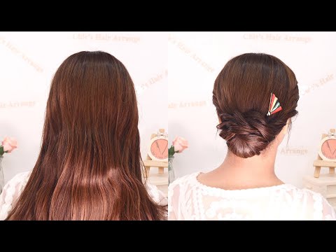 【セミロングヘア～ロングヘア向け】フレンチロープ編み込みで作るまとめ髪