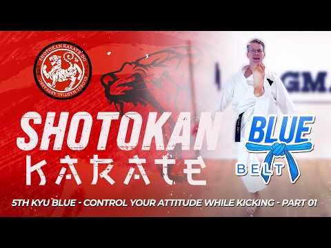 Shotokan Karate - 5th Kyu Blue Belt - Control Your Attitude While Kicking (Part 1)