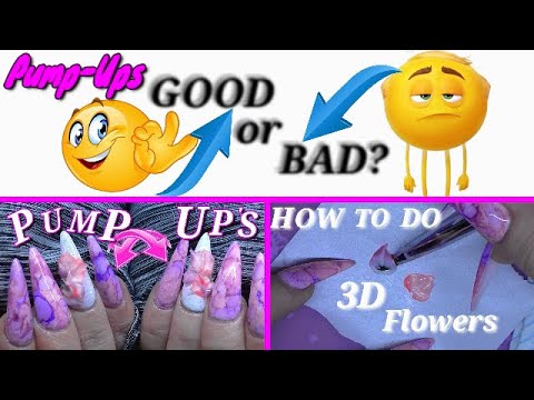 Pump-Up's With Pink & Blue Watercolour Nail Art + 3D Flowers | ABSOLUTE NAILS