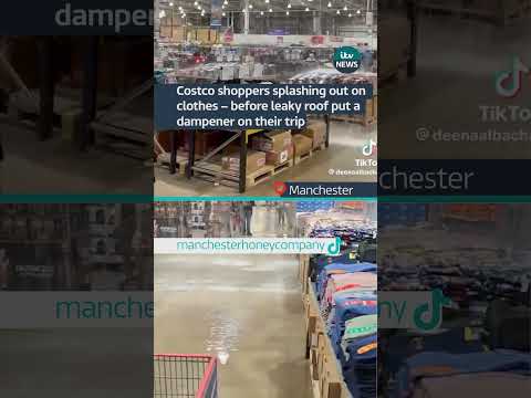 Costco shoppers splashing out on clothes – before leaky roof put a dampener on their trip #itvnews