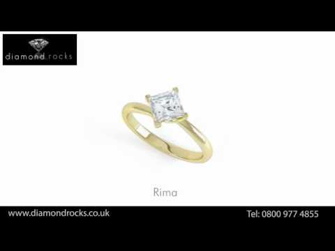 Rima - Four Claw Princess Cut Diamond Ring - YouTube