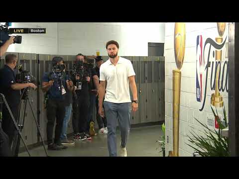 Klay Thompson arrives for Game 6 in Boston video clip