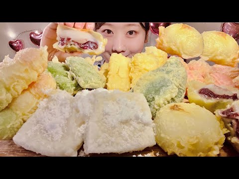 ASMR Fried Mochi【Mukbang/ Eating Sounds】【English subtitles】