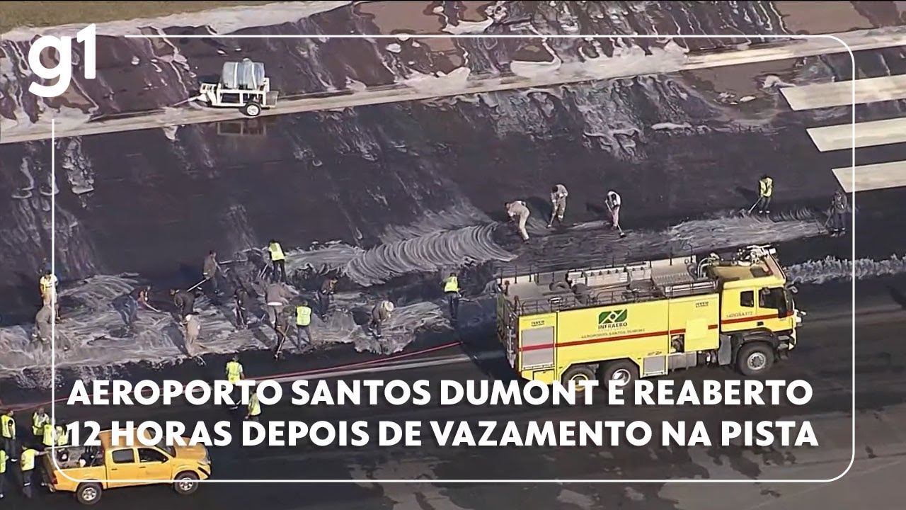 Aeroporto Santos Dummont no Rio de Janeiro é reaberto 12 horas após vazamento de óleo na pista