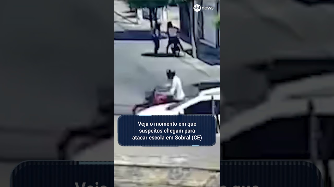 Veja o momento em que suspeitos chegam para atacar escola em Sobral CE