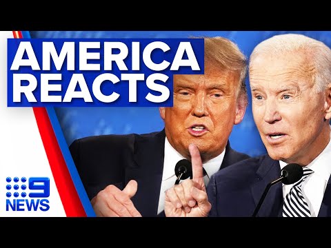 America reacts to chaotic first presidential debate | 9 News Australia