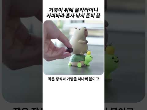<strong>거북이</strong> 위에 올라탄 혼자 낚시하는 카피바라