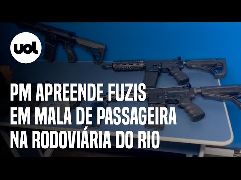 Vídeo: PM apreende 4 fuzis em mala de passageira na Rodoviária do Rio