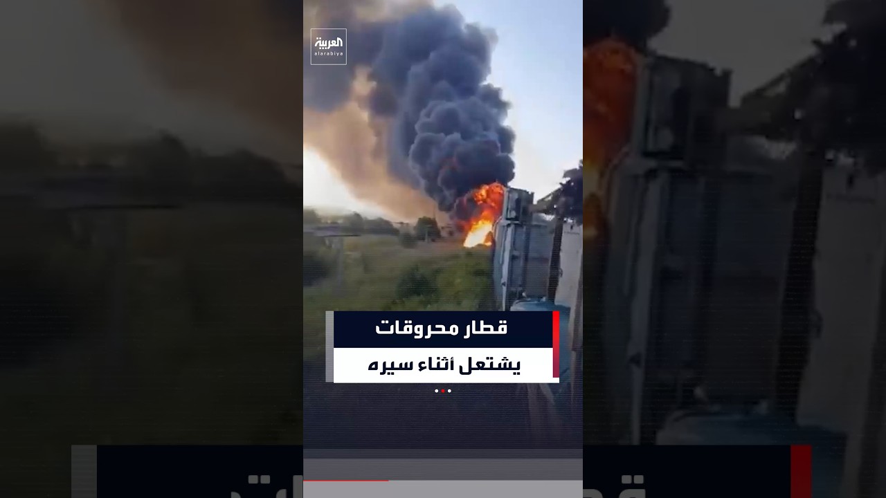 لحظة اشتعال قطار محروقات روسي بعد هجوم بطائرة مسيرة أوكرانية