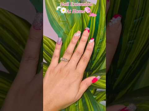 💅✨DIY Nail Extension So easy so glam & no salon visit needed #FakeNailsAtHome #Nails #NailExtension