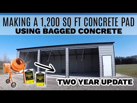 Pouring a Huge Concrete Slab Using Bagged Concrete | TWO YEAR UPDATE